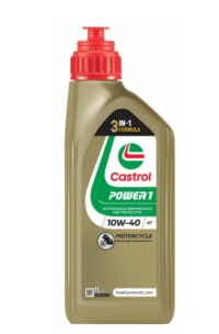 Olio motore Castrol Power 1 4T 10W-40, 1 litro, ideale per motociclette 4 tempi.