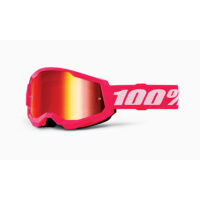 Maschera 100% Strata 2 Pink con lente a specchio rossa, protezione e stile per motocross e off-road.