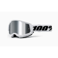 Maschera da moto 100% Strata 2 bianca con lente a specchio argento, protezione e stile per gli appas.