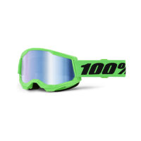 Maschera 100% Strata 2 Neon Green con lente a specchio blu, protezione e stile per motocross.