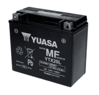 Batteria moto Yuasa YTX20L 12V 18Ah, sigillata e attivata, ideale per veicoli a due ruote.